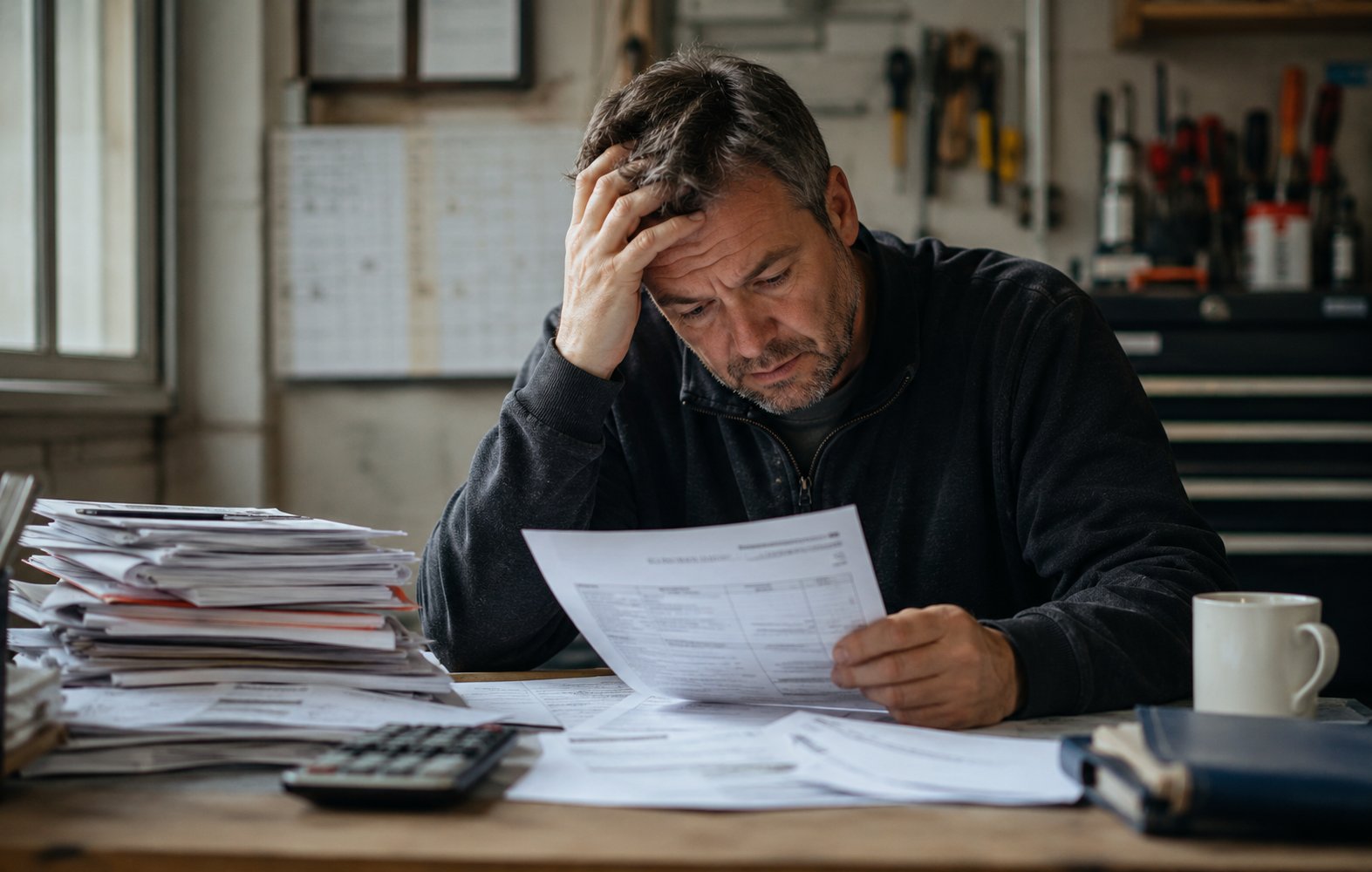 Handwerksunternehmer mit Liquiditätsproblemen